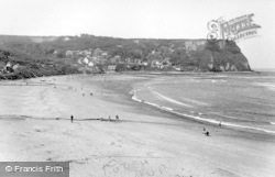 Runswick, Lingrow Knoll And The Village From The Beach c.1955, Runswick Bay