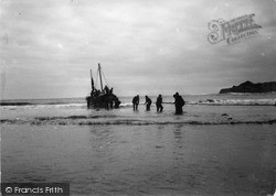 Runswick, Return Of The Lifeboat c.1910, Runswick Bay