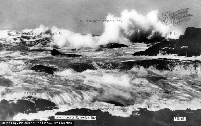 Photo of Runswick, Rough Sea c.1955
