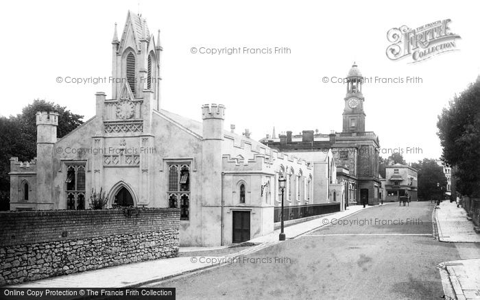 Photo of Ryde, St James' Church and Town Hall, Lind Street 1892