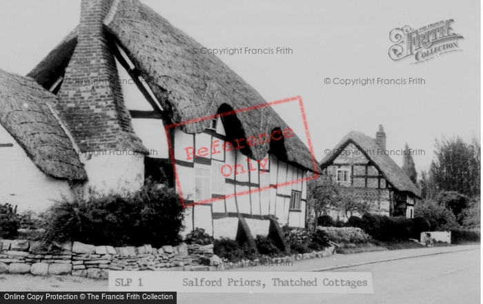 Photo of Salford Priors, Thatched Cottages c.1955