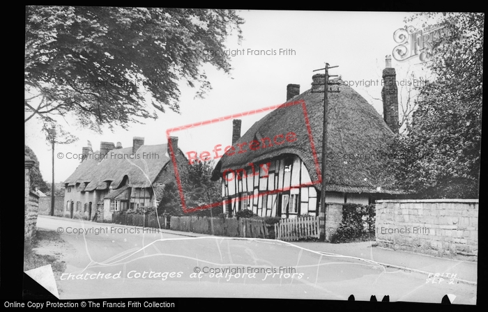 Photo of Salford Priors, Thatched Cottages c.1955