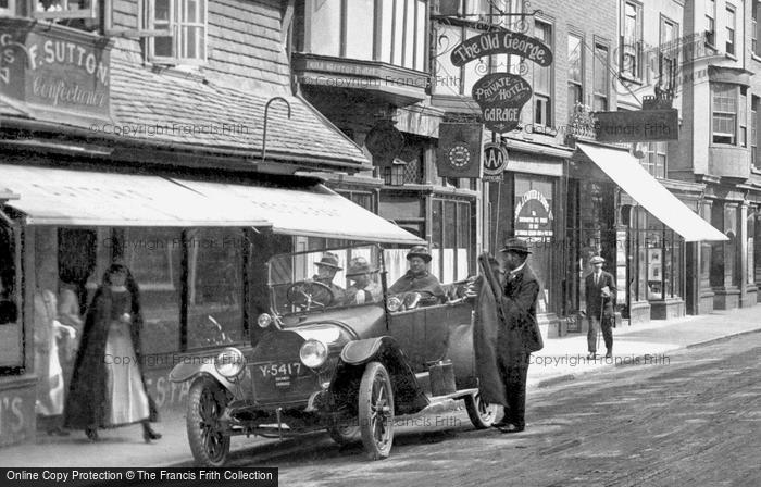 Photo of Salisbury, Car Outside The Old George Hotel, High Street 1919