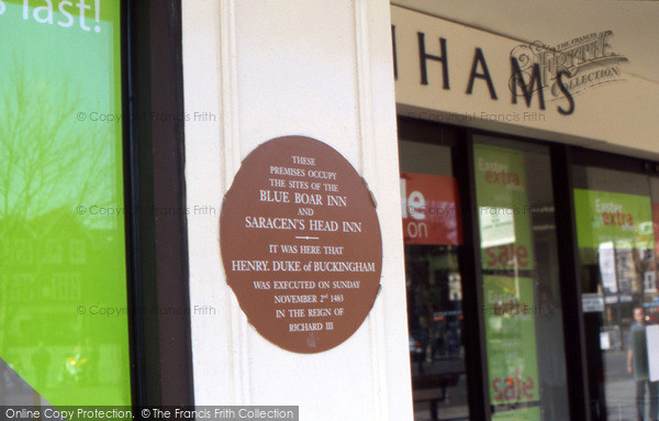 Photo of Salisbury, Duke Of Buckingham Plaque 2004