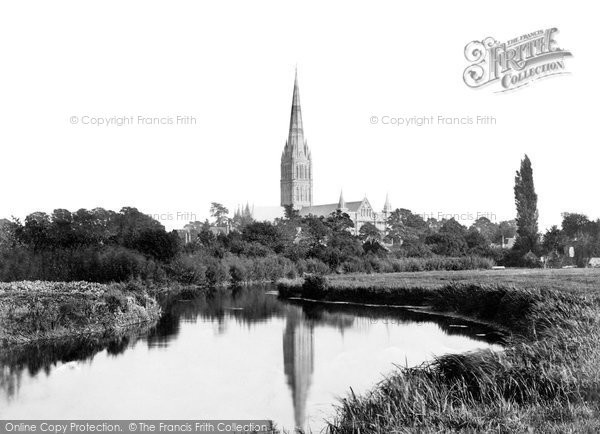 Photo of Salisbury, The Cathedral From The River Avon c.1862