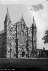 The Cathedral, West Front 1887, Salisbury
