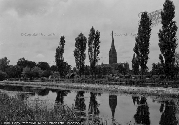 Photo of Salisbury, The River And Cathedral c.1955