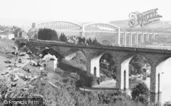 The Coombe Viaduct And Royal Albert Bridge c.1955, Saltash
