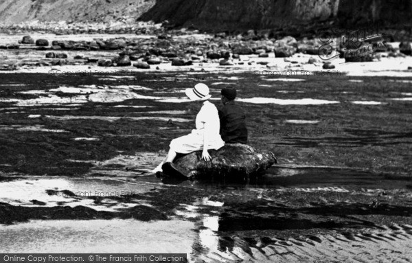 Photo of Saltburn By The Sea, Huntcliff, Children On A Rock 1923