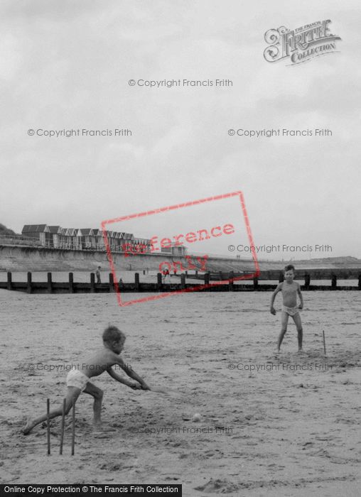 Photo of Sandilands, Playing Beach Cricket c.1965