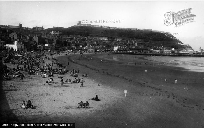 Photo of Scarborough, Beach And Town From The South c.1955