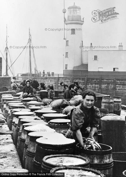 Photo of Scarborough, Scottish Fisher Girls Salting Herring On The Pier c.1895