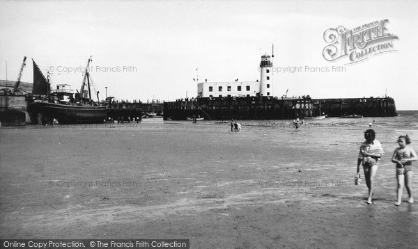 Photo of Scarborough, The Beach And Pierhead Lighthouse c.1960