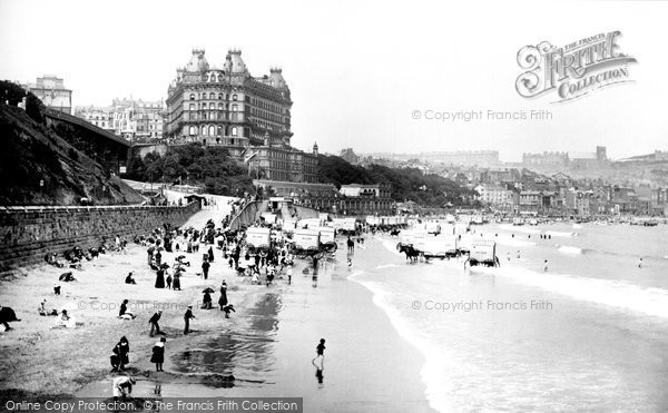 Photo of Scarborough, The Sands And Grand Hotel 1890
