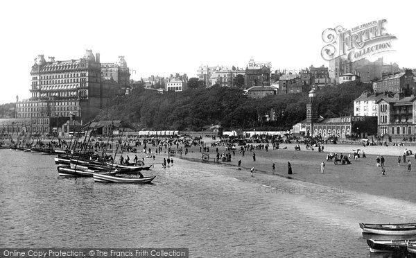 Photo of Scarborough, The Sands And The Grand Hotel 1891