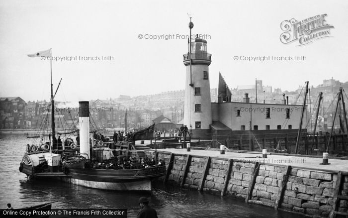 Photo of Scarborough, Vincents Pier And Lighthouse 1890