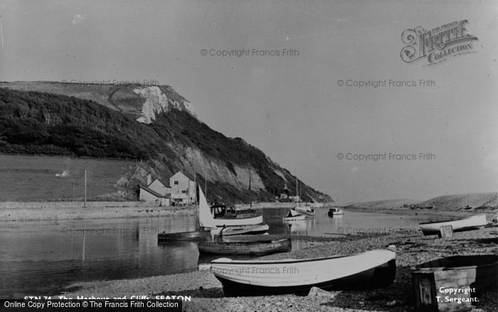 Photo of Seaton, The Harbour And Cliffs c.1955