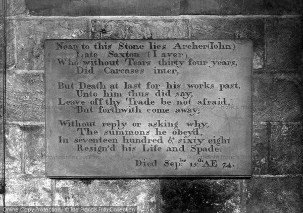 Photo of Selby, Abbey, Grave Digger's Epitaph 1924