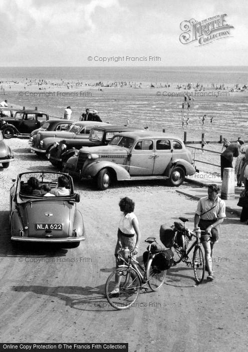 Photo of Selsey, Marine Car Park, Cyclists c.1955
