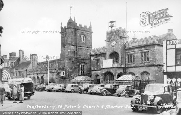 Photo of Shaftesbury, St Peter's Church And Market Hall c.1950