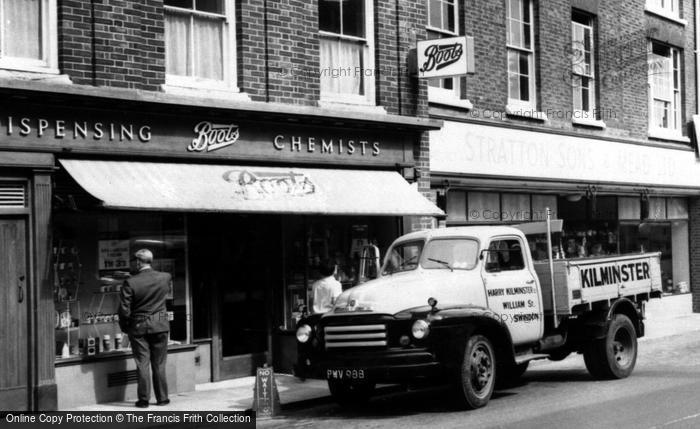 Photo of Shaftesbury, Truck Outside Boots c.1965