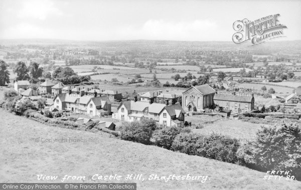 Photo of Shaftesbury, View From Castle Hill c.1960