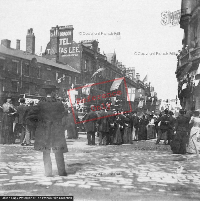 Photo of Sheffield, Fargate Decorated For Queen Victoria's Golden Jubilee 1887