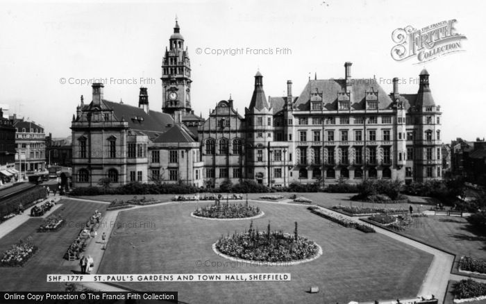 Photo of Sheffield, St Paul's Gardens And Town Hall c.1965