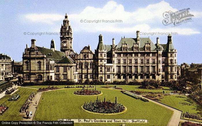Photo of Sheffield, St Paul's Gardens And Town Hall c.1965