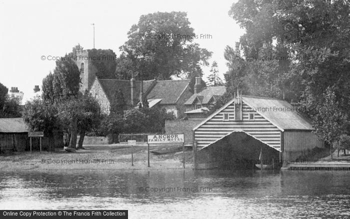 Photo of Shepperton, A Boathouse And St Nicholas Church 1899