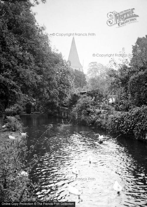 Photo of Shere, Church And River Tillingbourne c.1937