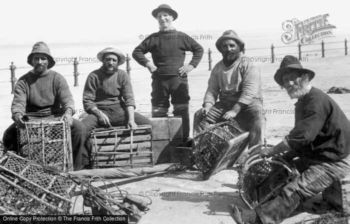 Photo of Sheringham, Fishermen Mending Crab Pots 1906