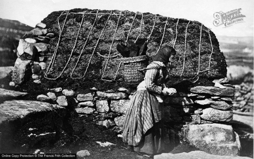 Shetland, Island Woman carrying peat c1890