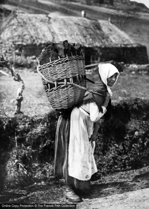 Photo of Shetland, Lady Carrying Peat 1890 - Francis Frith