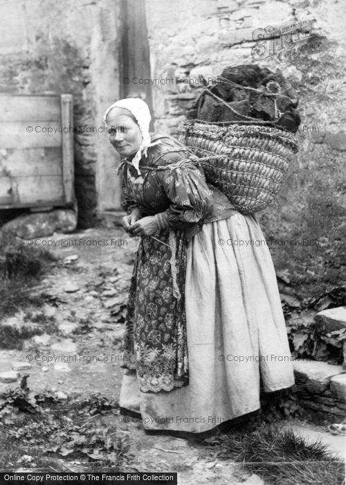 Photo of Shetland, Lady Carrying Peat c.1890