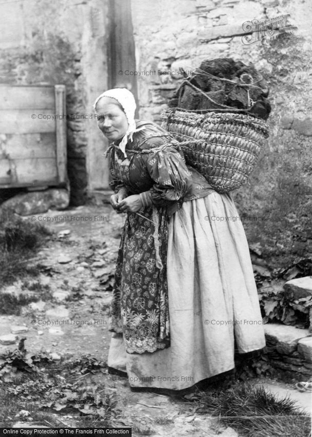 Shetland, Lady carrying Peat c1890