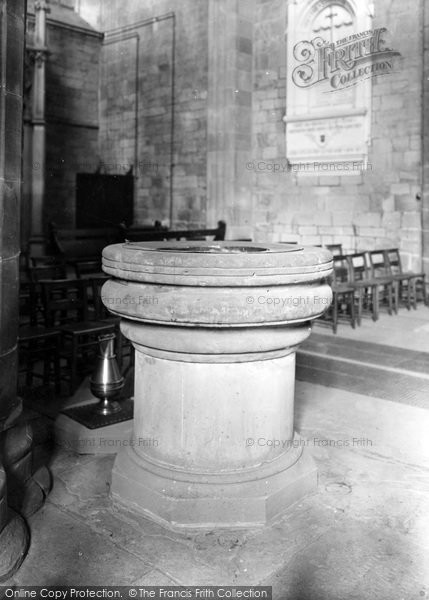 Photo of Shrewsbury, Abbey Church, The Font 1924