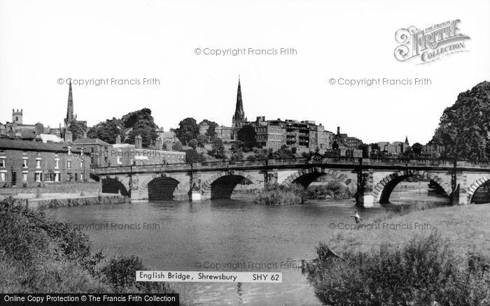 Photo of Shrewsbury, English Bridge c.1960