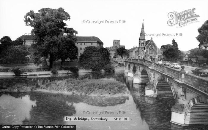 Photo of Shrewsbury, English Bridge c.1960