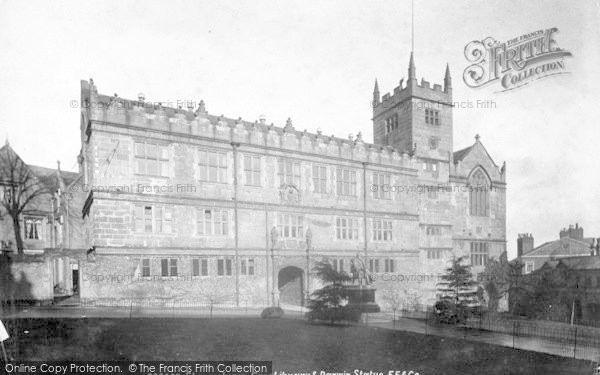Photo of Shrewsbury, Free Library And Darwin Statue 1891