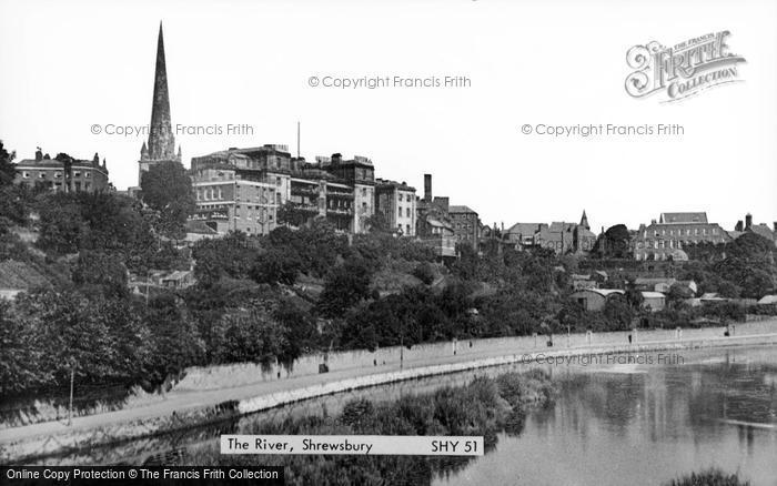 Photo of Shrewsbury, The River c.1955