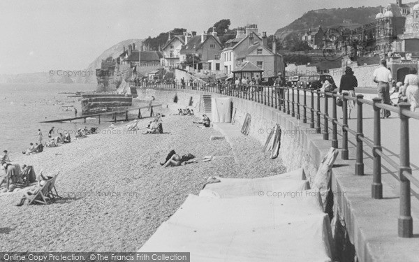 Photo of Sidmouth, Beach And Esplanade Looking West c.1955