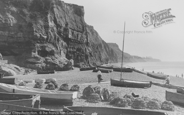 Photo of Sidmouth, The Boats And Cliffs c.1955