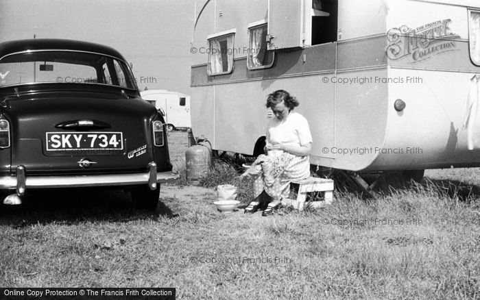 Photo of Skegness, Caravan Site, Holidaymaker c.1959