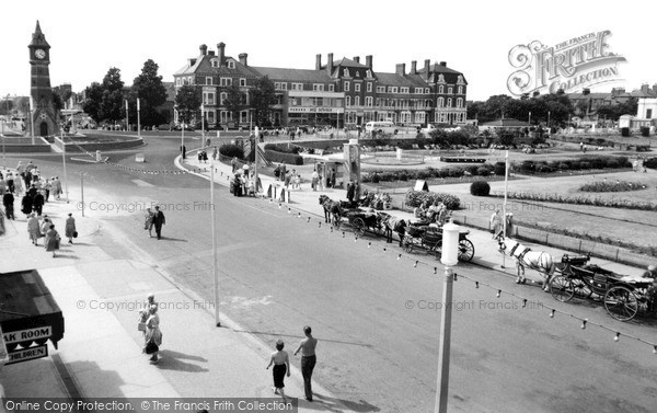 Photo of Skegness, Clock Tower And Compass Gardens c.1955