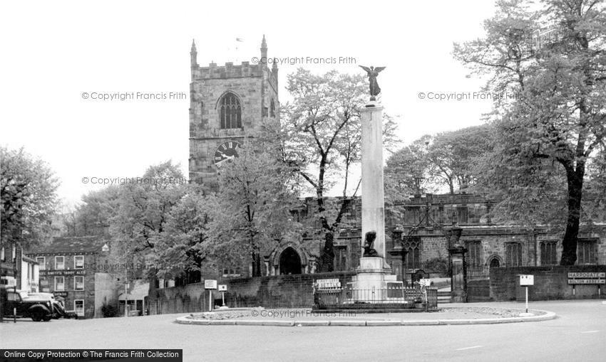 Skipton, Holy Trinity Church and War Memorial c1955