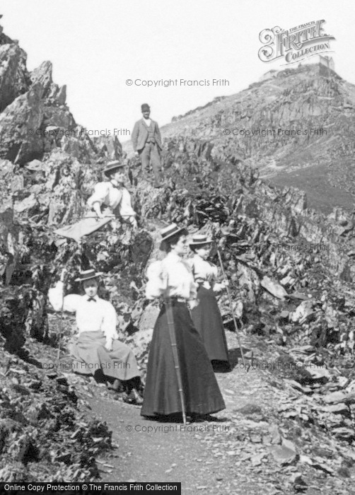 Photo of Snowdon, Walking Party On The Saddle 1895