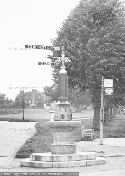 Photo of Southborough, Common, Road Sign And Drinking Fountain c.1955