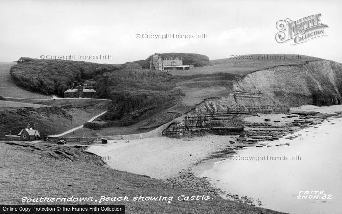 Photo of Southerndown, Beach Showing Castle c.1955