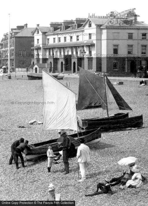 Photo of Southsea, Fishing Boats On The Beach 1890